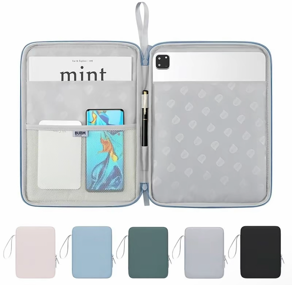 Tablet Sleeve for iPad/Huawei/Xiaomi/Lenovo (7.9-14") Shock proof and Multi-Pocket water resistant PU Leather case